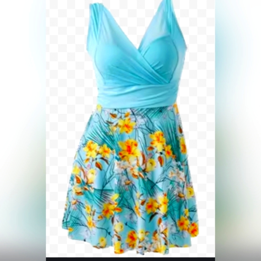 Floral Blue Women's Swim Suit Set